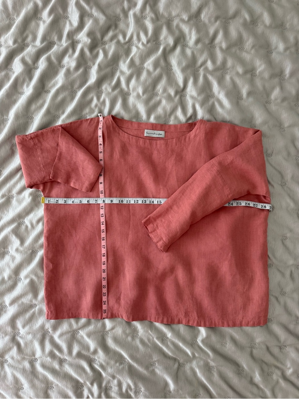 Love and Confuse Coral Linen Blend Women's Blouse - Picture 5 of 6